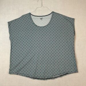 Lands End Shirt Women's Plus 2X 20W-22W Blue Green Geometric Knit Sleeveless